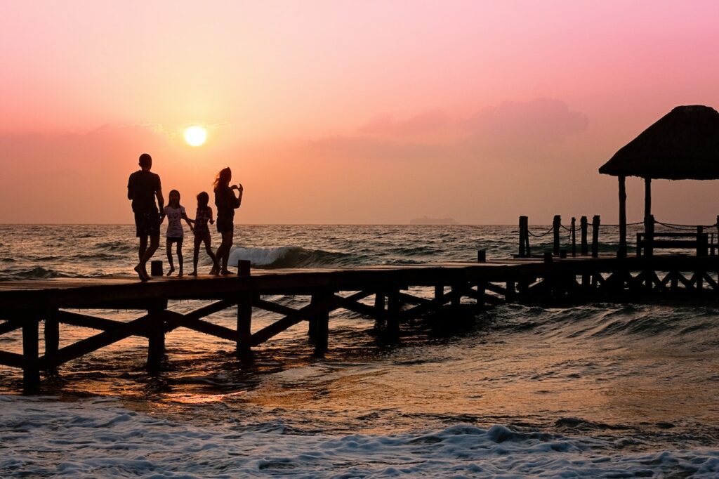 Family at sunset