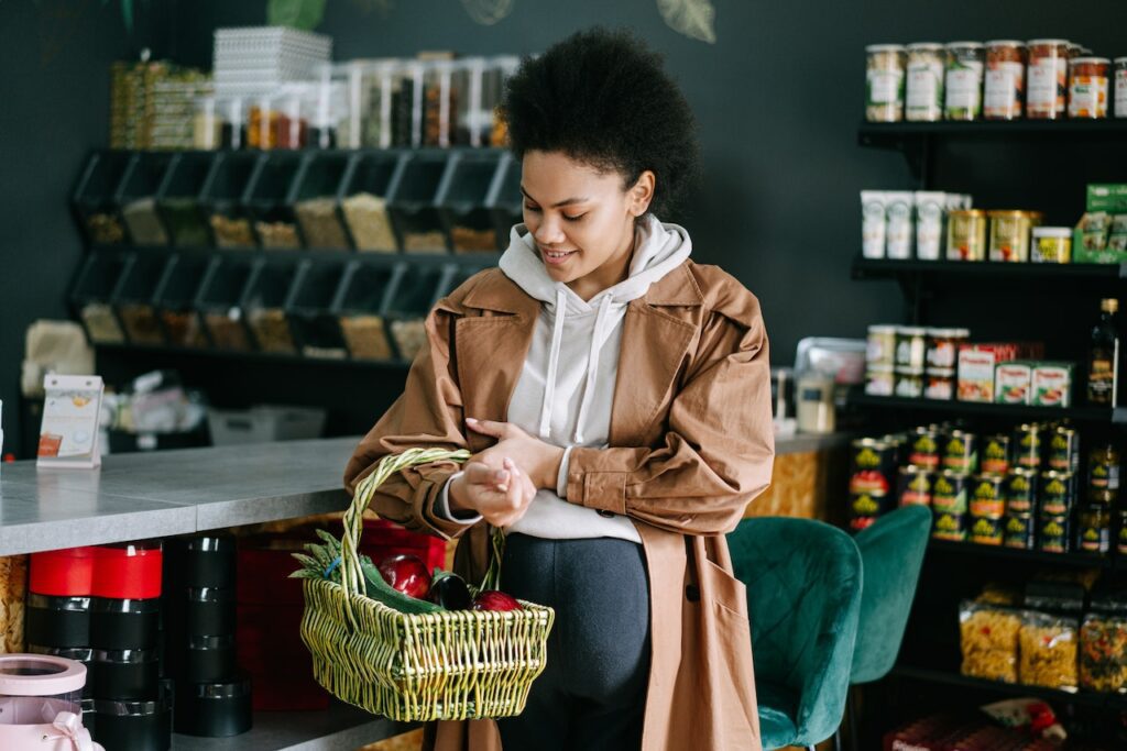 Pregnant lady shopping